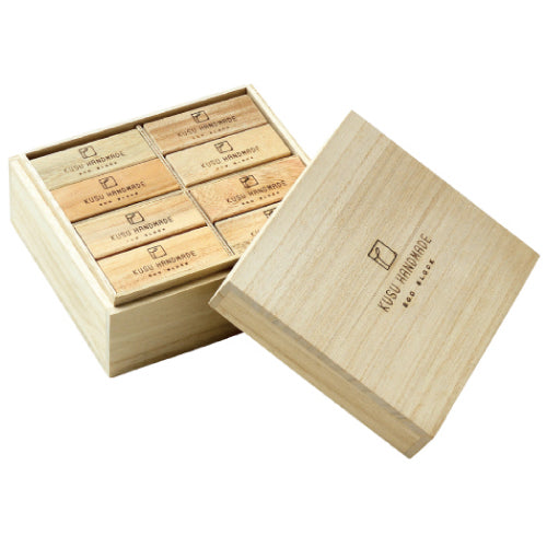 [In stock｜Free shipping in Hong Kong]Kusu Handmade - Kyushu Natural  Camphorwood Block｜24 pieces with wooden box｜Eco Block 24 pieces