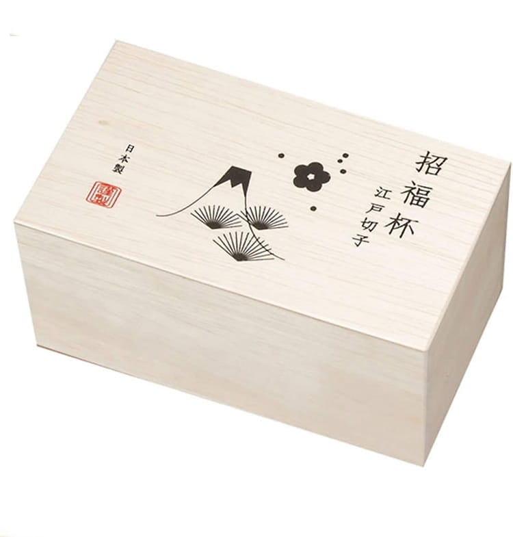 Toyo Sasaki- Fuji Plum Pine Lucky Cup|125ml Sake Glass|Wooden Box Packaging|Edo Kiriko|Sake Glass with High Legs Phnom Penh