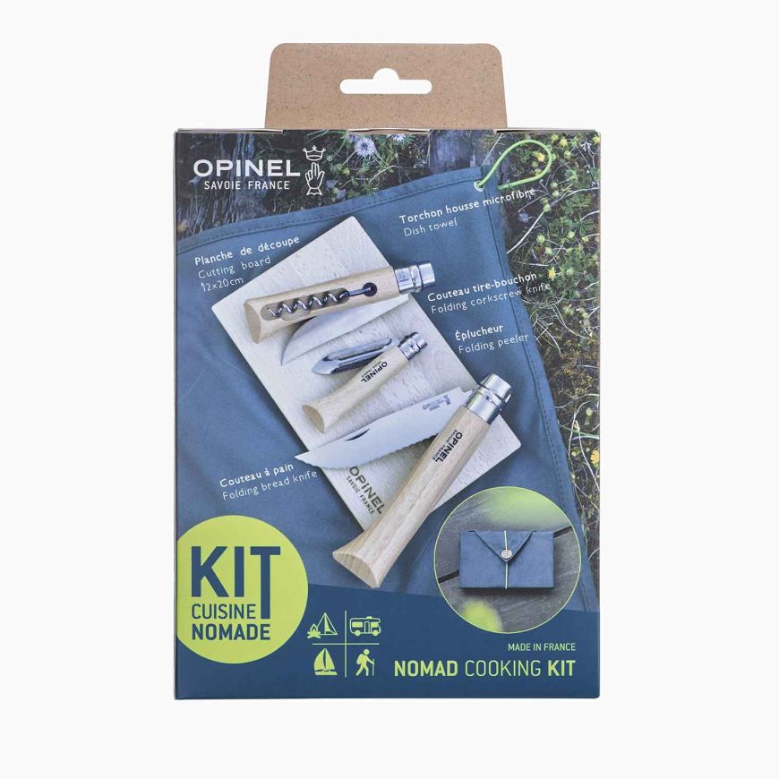 Opinel - Nomad Cooking Kit｜游牧廚具組｜櫸木手柄｜3把刀+砧板+收納布