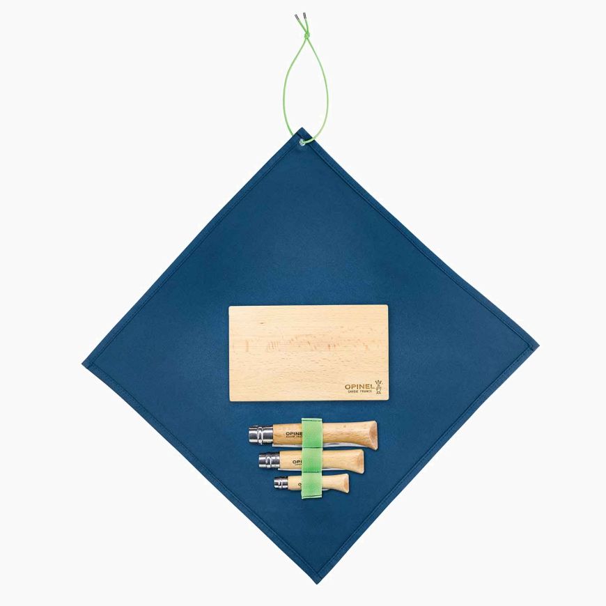 Opinel - Nomad Cooking Kit｜游牧廚具組｜櫸木手柄｜3把刀+砧板+收納布