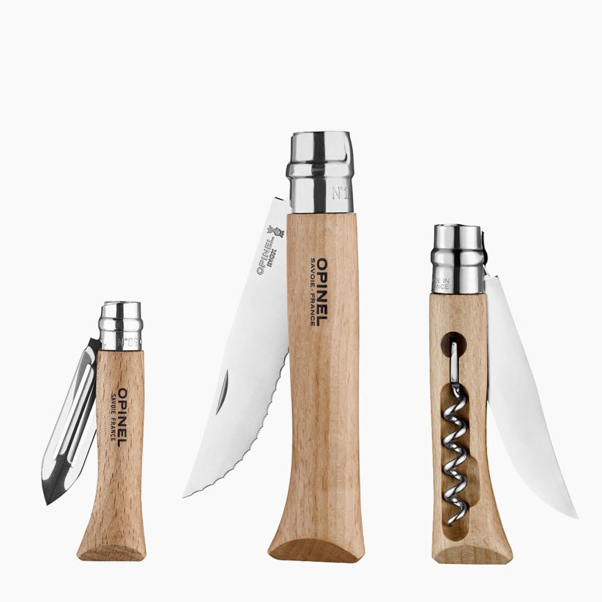 Opinel - Nomad Cooking Kit｜游牧廚具組｜櫸木手柄｜3把刀+砧板+收納布