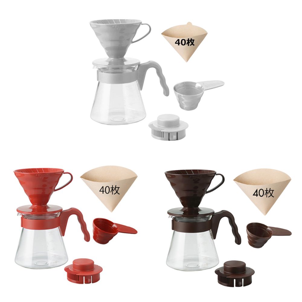 [In stock｜Free Shipping] Hario - V60 Drip Coffee Maker Set 700ml丨With 40 Filter Papers丨Resin Filter Cup丨Coffee Server Set VCSD-02