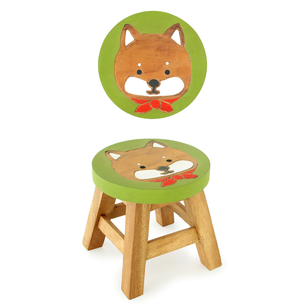 [In stock | Free Shipping in Hong Kong] Tomo - Handmade Wooden Shiba Inu Small Round Stool