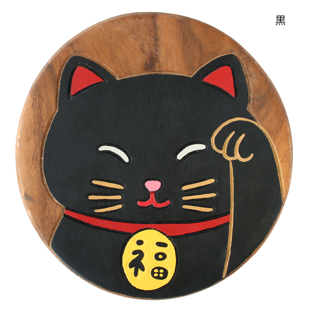 [In stock | Free Shipping in Hong Kong] Tomo - Handmade Wooden Black and White Cat Stool