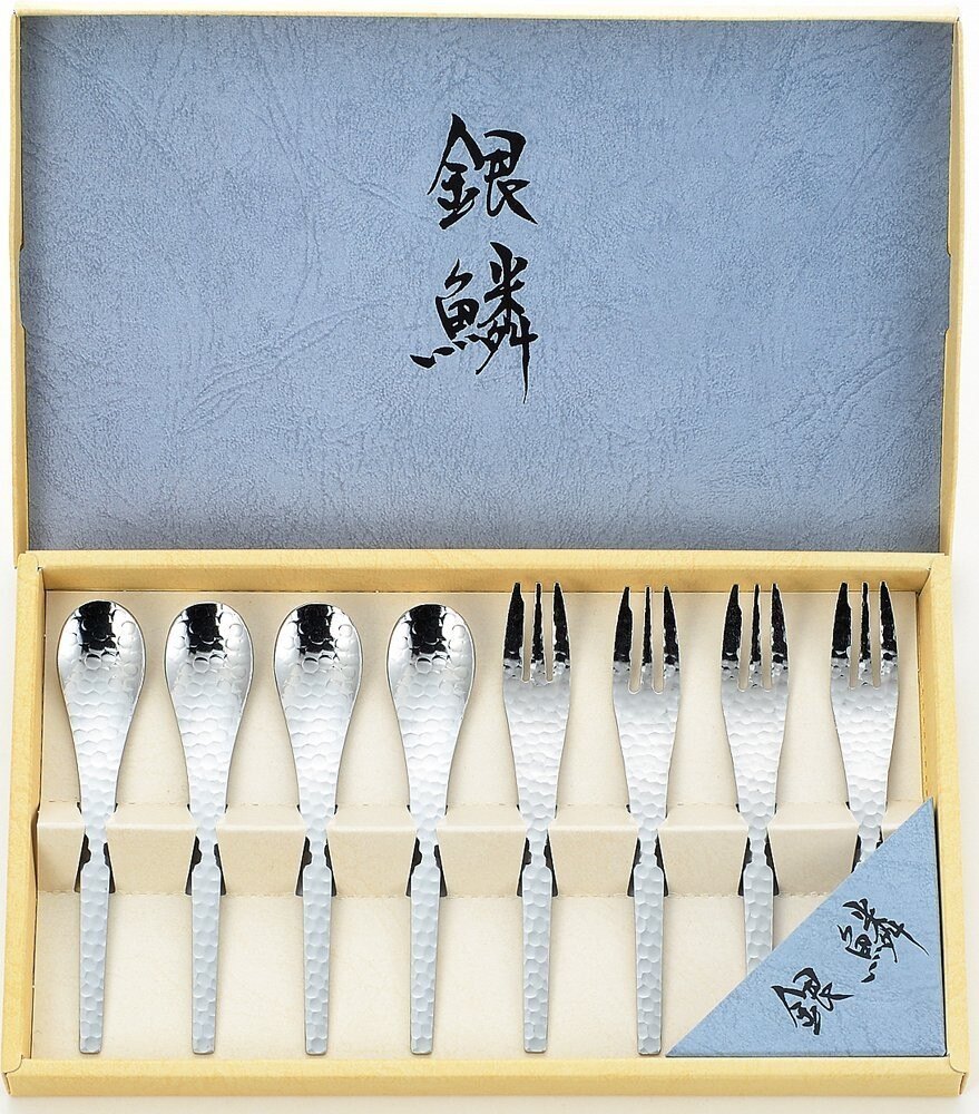 [In stock｜Free Shipping in Hong Kong] Tamahashi Guanchuan Manufacturing Co., Ltd. - Silver Scale Coffee Spoon Dessert Fork Gift Box Set｜8pcs