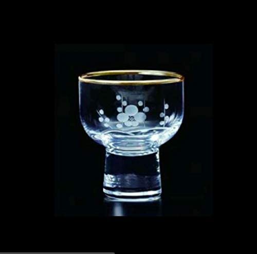 Toyo Sasaki- Fuji Plum Pine Lucky Cup｜125ml Sake Glass｜Wooden Box Packaging｜Edo Kiriko｜Sake Glass with High Legs Phnom Penh