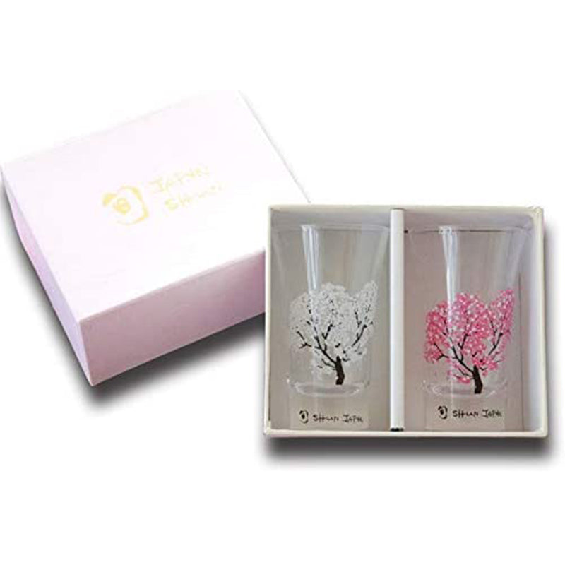 [In stock｜Free Shipping in Hong Kong]Maruma Takagi Pottery-Cold Color Sakura Sake Glass Pair｜Gift Box｜Sake Glass｜MARUMO TAKAGI