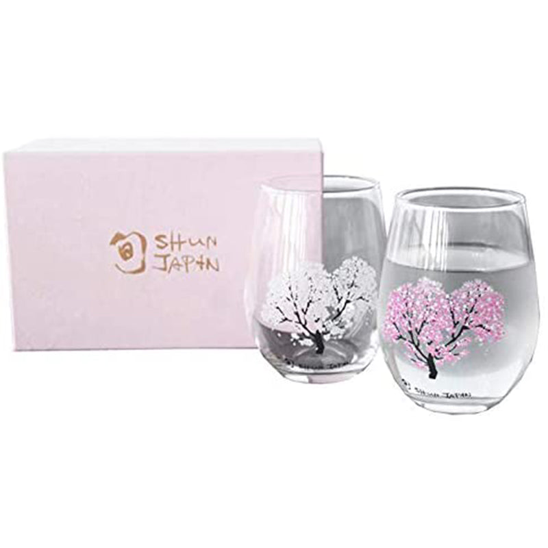 [Reservation｜Free Shipping in Hong Kong]Maruma Takagi Pottery-Cold Discoloration Cherry Blossom Glass Pair｜Gift Box｜MARUMO TAKAGI