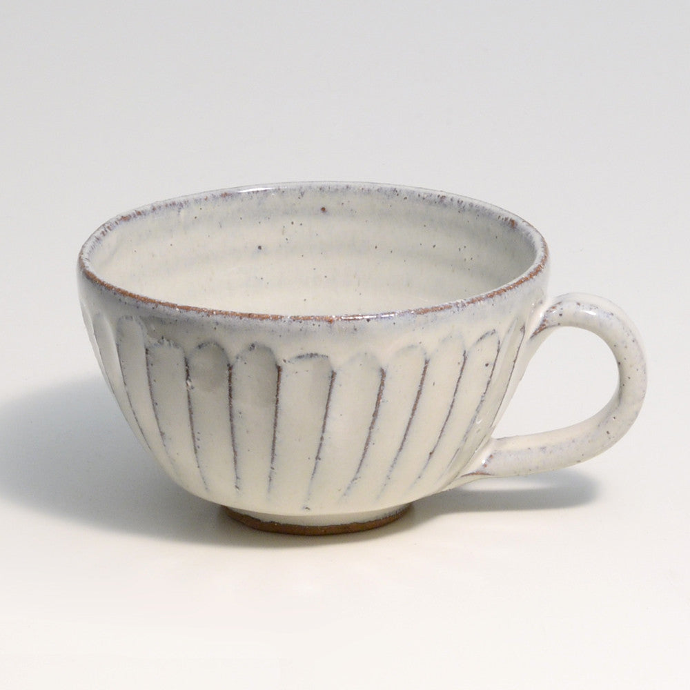 [Spot｜Free Shipping in Hong Kong] Marui Pottery - Hechimon White Glazed Carved Soup Cup｜Shiragaki
