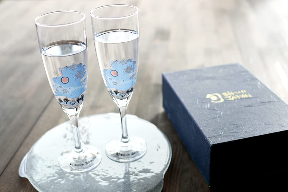 [現貨｜全港免運]丸モ高木陶器 - 冷感變色雪結晶玻璃香檳對杯｜禮盒包裝｜MARUMO TAKAGI