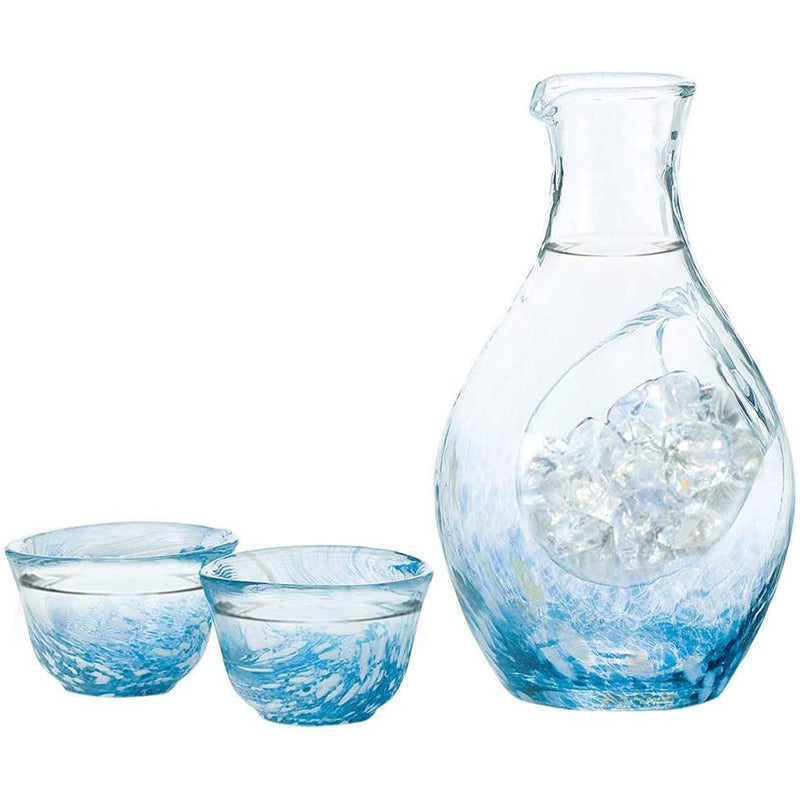 [In Stock｜Free Shipping in Hong Kong] Toyo Sasaki-Water Color Sake Glass and Kettle Set｜Cold Wine Glass｜Ice Tray in Kettle｜55ml Wine Glass｜300ml Kettle