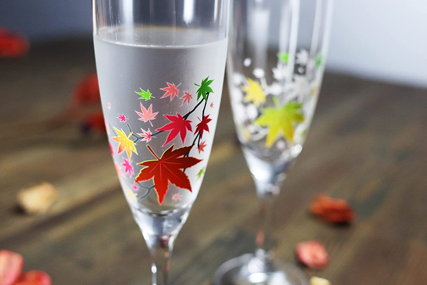 [Spot｜Free Shipping in Hong Kong] Maruma Takagi Pottery-Cold Color Change Red Leaf Champagne Glass Pair｜Gift Box｜MARUMO TAKAGI