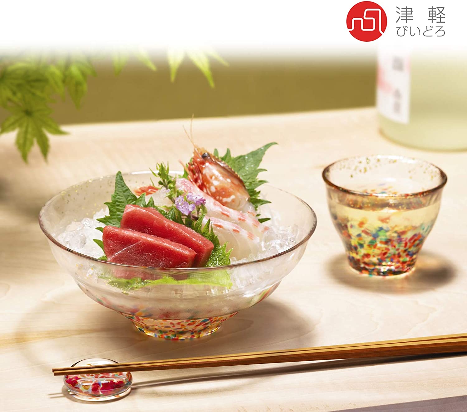[In stock｜Free Shipping in Hong Kong] Ishizuka Glass - ADERIA Tsugaru Handmade Gold Glass Bowl｜Gift Box｜Tsugaru Fireworks Series