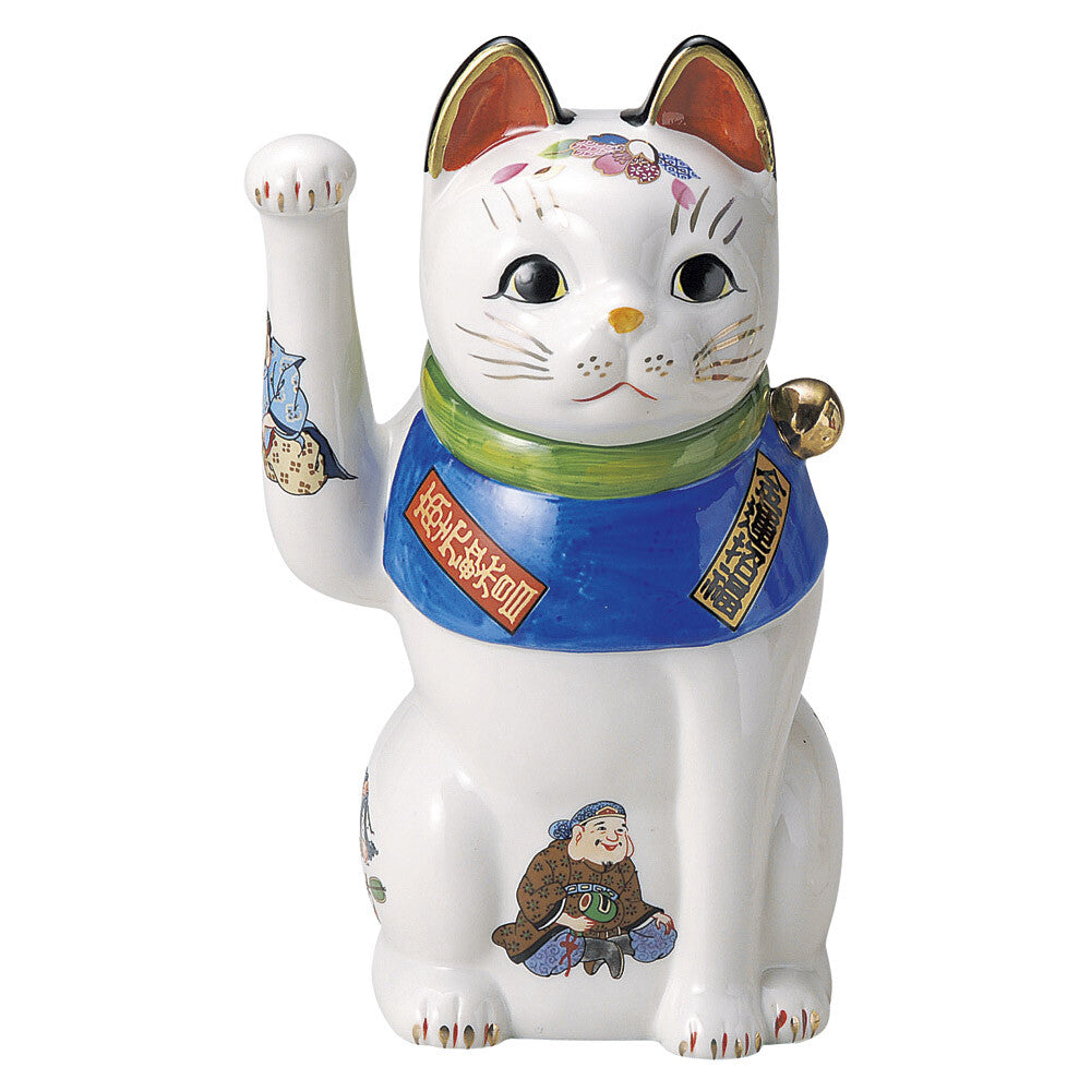 [In stock｜Free Shipping in Hong Kong] Mitsui Pottery - Red Painted Blue Seven Lucky God Lucky Cat｜Height 24cm｜Setoyaki｜Right