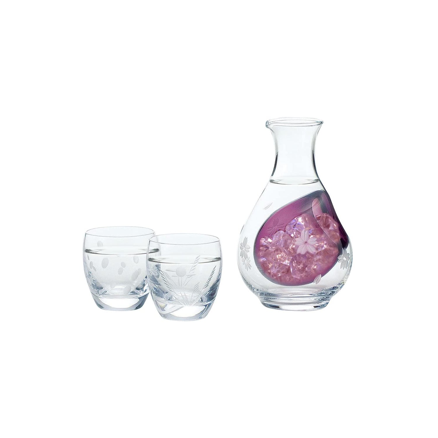[In Stock｜Free Shipping in Hong Kong] Toyo Sasaki-Sukiyuki Flower Sake Glass and Kettle Set｜Cold Wine Glass｜Ice Tray in Kettle｜100ml Wine Glass｜290ml Kettle