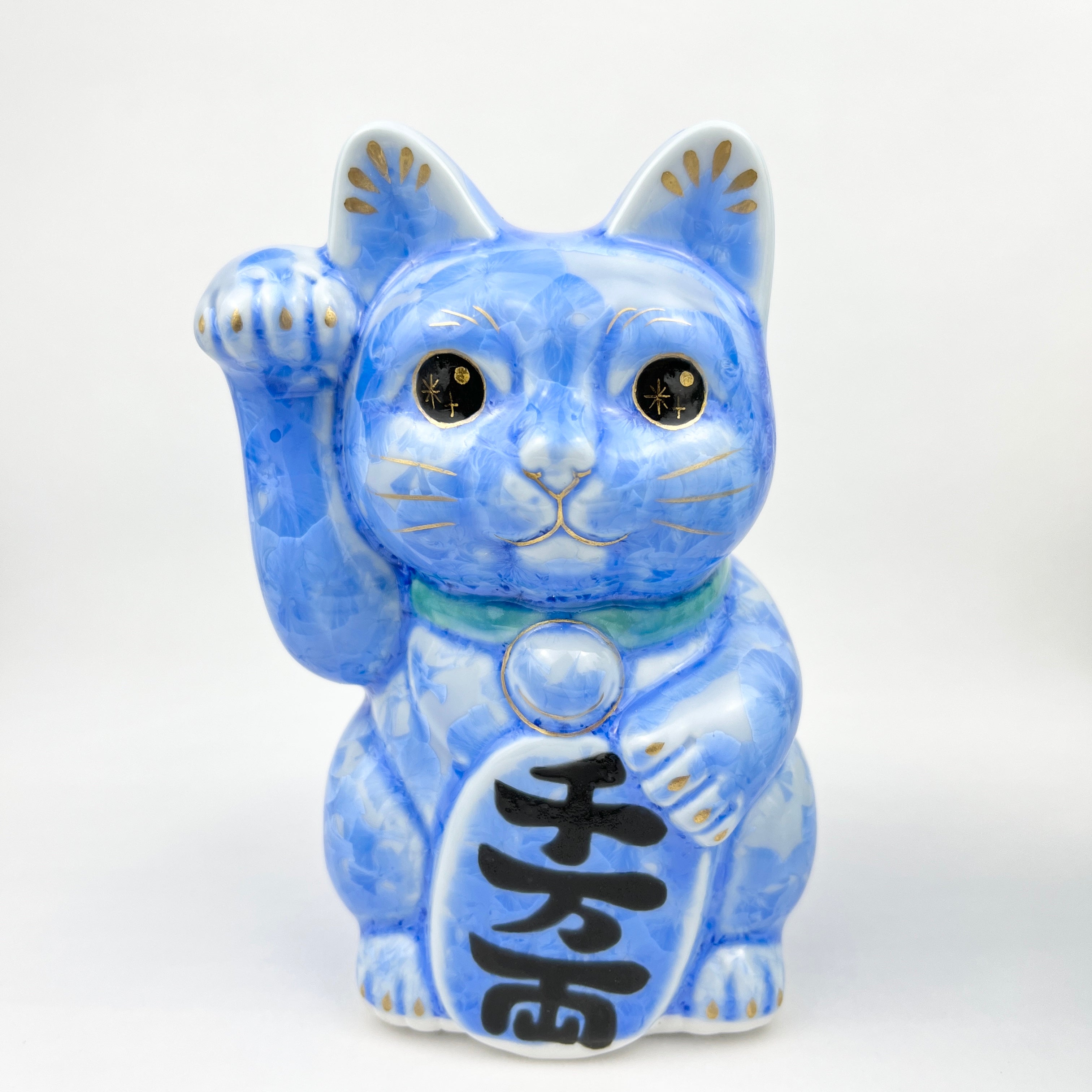 [Spot｜Free shipping in Hong Kong] Touan - Beijing-fired Kiyomizu-fired Crystal Lucky Cat｜Blue