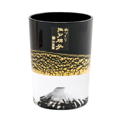 [In stock｜Free Shipping in Hong Kong] Tajima Glass - Mt. Fuji Glass Gold Tooth Cold Wine Glass 80ml丨Sake Glass｜Black Gold｜TAJIMA GLASS｜With Original Certificate of Authenticity｜TG20-016-1GK