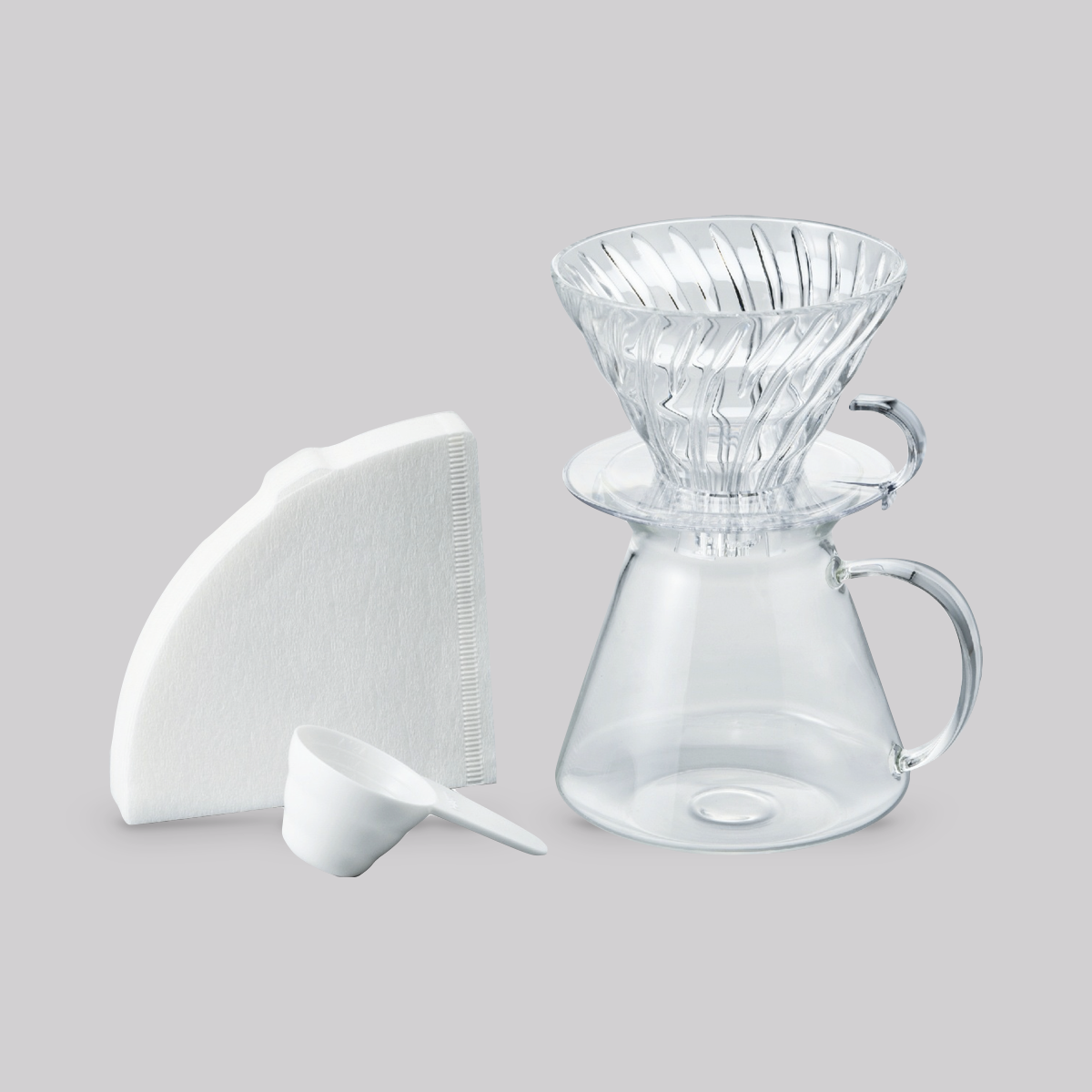 [In Stock｜Free Shipping in Hong Kong] Hario - V60 02 Glass Coffee Maker Set (1-4 cups)｜With 40 bleach filters｜Glass Dripper Set S-VGBK-02-T｜Simply Hario
