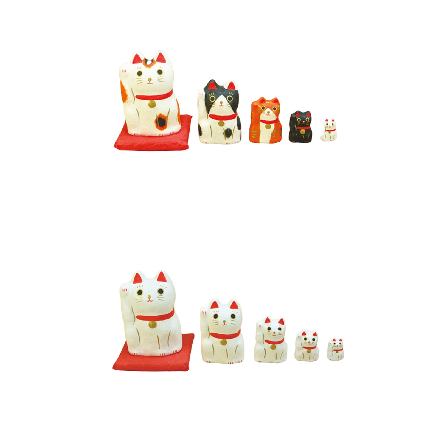 [In stock｜Free Shipping in Hong Kong] 1000-Japanese Paper Russian Doll Lucky Cat｜Beckoning Cats｜Set of 5｜Paper Beckoning cat