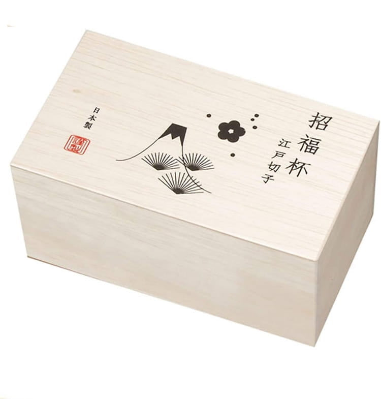 Toyo Sasaki- Fuji Plum Pine Lucky Cup｜125ml Sake Glass｜Wooden Box Packaging｜Edo Kiriko｜Sake Glass with High Legs Phnom Penh
