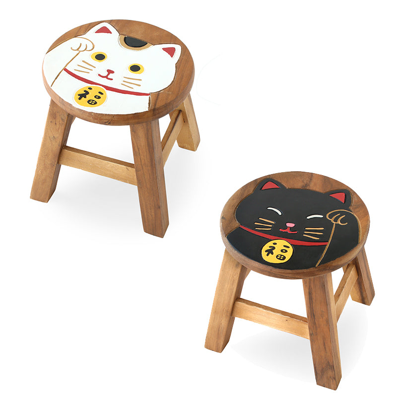 [In stock | Free Shipping in Hong Kong] Tomo - Handmade Wooden Black and White Cat Stool