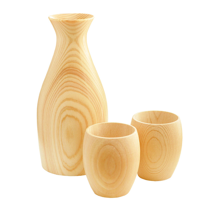 [In Stock｜Free Shipping in Hong Kong]Natural Kitchen - Hinoki Sake Glass Set｜3 Pieces｜Gift Box